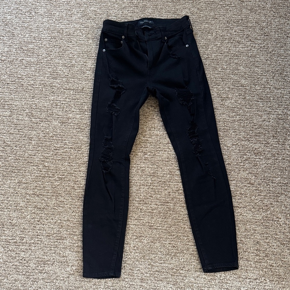 Aeropostale Black Distressed Skinny Jeans